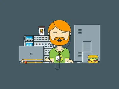 Unicorn designer developer explainer flat illustrator kit outline unicorn