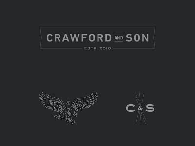 Crawford & Son Branding bar branding eagle identity logo monogram restaurant stack