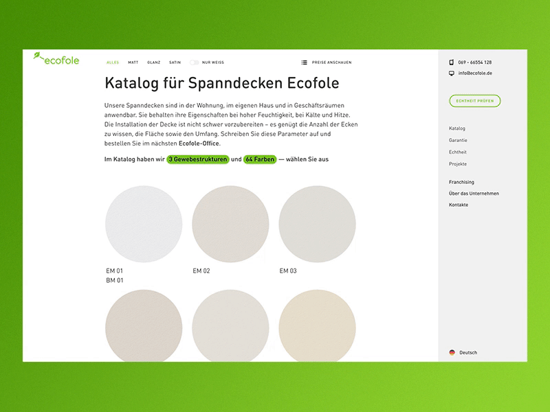 Ecofole palette animation gif green interface minimal nimax palette science simple ui web webdesign