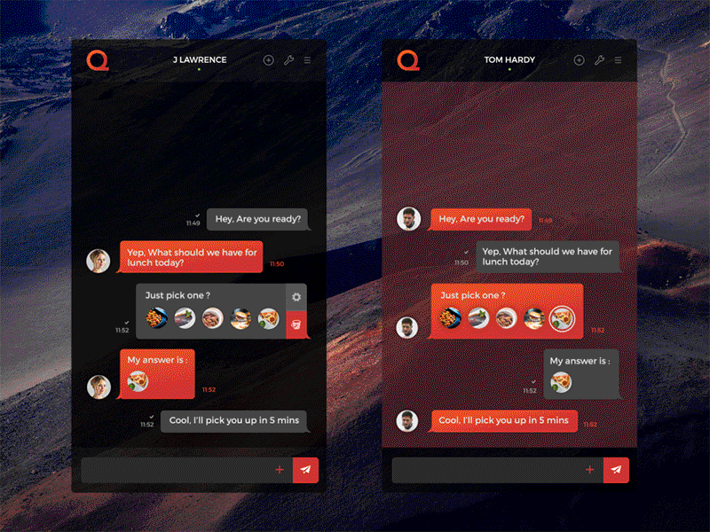 Que Choice Animation animation app application black chat concept design interactive interface motion ui ux