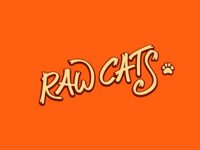 Raw Cats logo brush pen calligraphy lettering logo script type typography vector