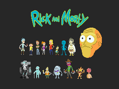 Rick And Morty Pixels adultswim illustration pixelart pixels rickandmorty