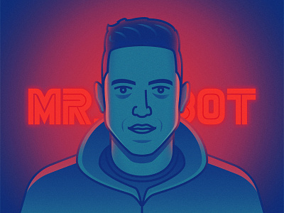 Elliot from Mr. Robot character drama fanart gradients illo illustration lighting mrrobot portrait retro tv vector