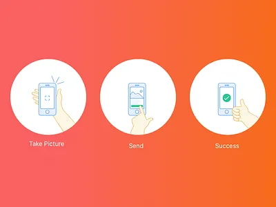 Simple Illustrations for Mobile App Project app blue green illustration mobile orange picture send sketchapp success white
