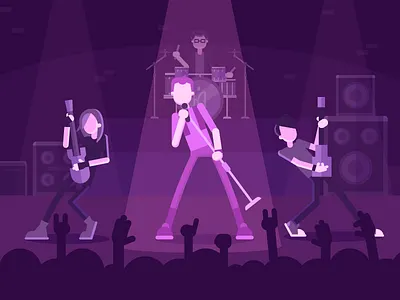 Welcome to the band concert dribbleinvite drum fireart fireart studio flat guitar illustration music rock rockstar