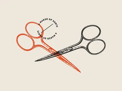 Illustration branding design identity illustration scissors seal self branding self identity stamp