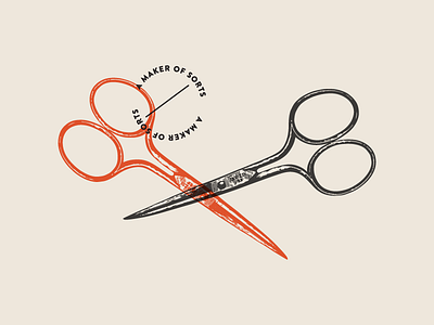 Illustration branding design identity illustration scissors seal self branding self identity stamp