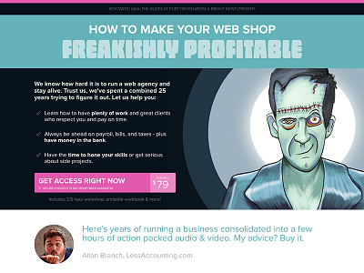 Freakishly Profitable banner branding design homepage website