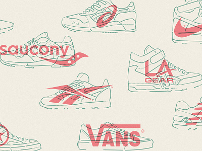 Sneakers a plenty brands colour and lines fashion icon illustration logo street thumbprint trainers