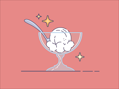 Vanilla glass ice cream illustration sparkles summer