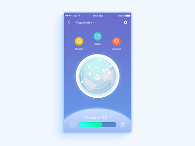 looking for the nearest people app gradient location mobile radar searching ui