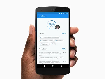 Rating material design restaurant review tag