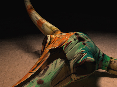 Craneo 3d cinema colors cow skull uv vray