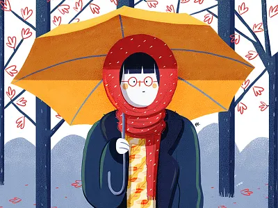 YELLOW UMBRELLA, RED SCARF park scarf