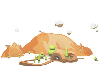 Wacky landscape scene 3d c4d cinema 4d illustration landscape