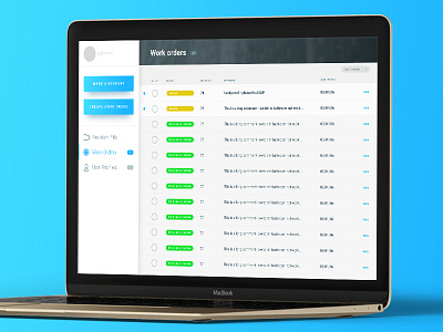 Work orders chart columns rows ui ux work order