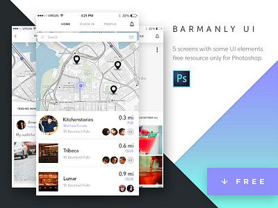 FREEBIE: Barmanly App UI Kit app download free freebie ios iphone kit photoshop screens ui