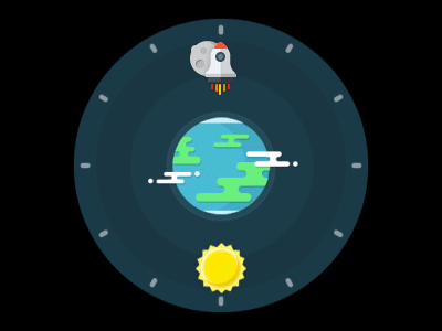 Earth earth moon rocket sun time watchface