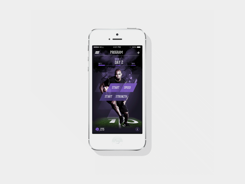 Adrian Peterson Driven - Program Anim animation desing football gif homescreen mobile nfl ui ux workout