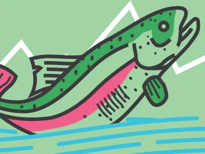 Trout Badge badge fall illustration outdoors patch trout vector