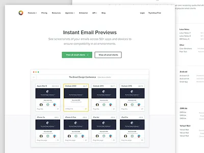 Instant Email Previews - How it Works buttons email hero home how how it works illustration landing navigation previews web page works