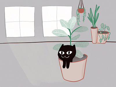 Watering the Houseplants 100catsdoingthings cat cat drawing cat illustration houseplants kitty kitty illustration