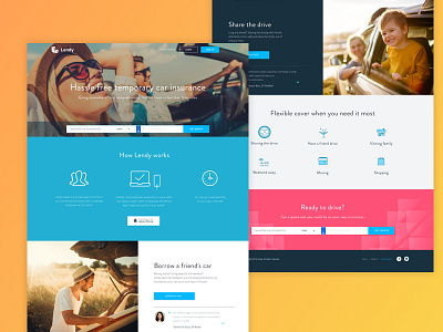 Landing page design for a car lending startup automobile bright car design icons landing page startup ui ux vibrant website