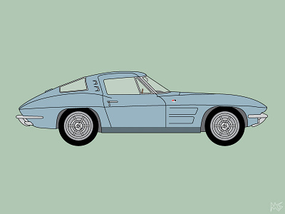 1963 Corvette Split Roof adventure chevy classic corvette illustration poster retro series sexy vector vintage wheel