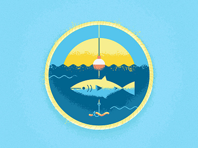 Catch your first fish badge bass catch fish fishing patch pole sun water