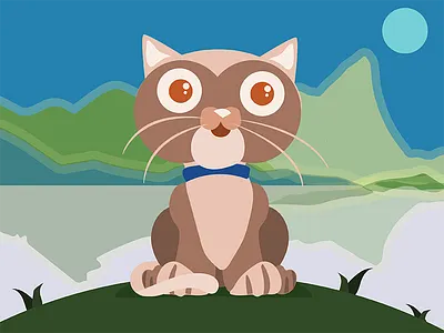 Kitty outside cartoon cat character childrens fun illustration illustrator kitty