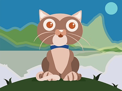 Kitty outside cartoon cat character childrens fun illustration illustrator kitty