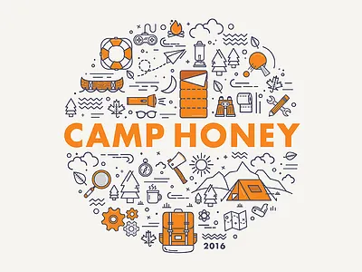 Camp Honey backpack bag camp honey icons sleeping summer tech trees