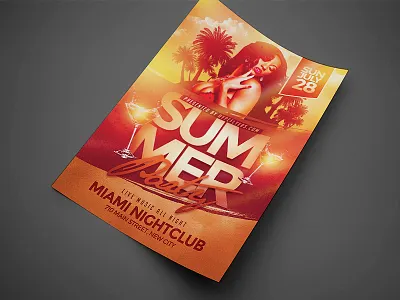 Summer Party Flyer Template beach drinks exotic fashion fashion event flyer invitation night club party flyer poster psd template
