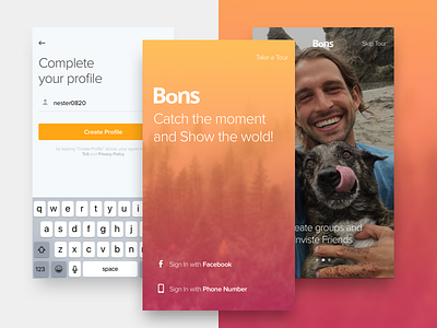 iOS App - Onboarding app dog ios iphone login nature onboarding orange sign in ui