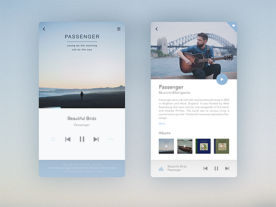 Music Widget blue button color mobile music player radio song ui ux widget