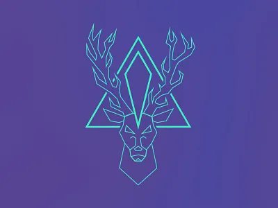 Geometric Deer blue deer elk geometric horns purple stag triangle vector