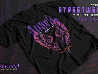 Angel Wings Streetwear T-Shirt Design angel wings angelic art bold design custom t shirt fashion design graphic tee spiritual streetwear street style streetwear t shirt design urban art urban fashion