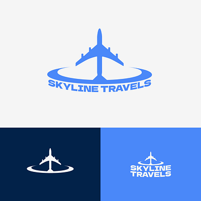 Skyline Travels | Logo abstract adventure airplane clean explore flat flight globe graphic holiday journey lineart logo minimal simple travel travelog vacation vector world