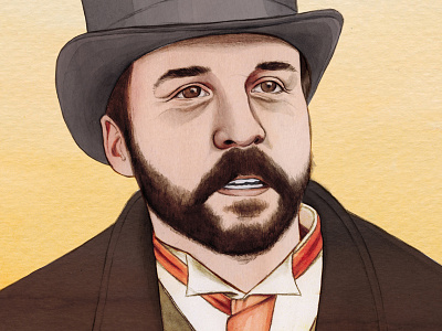 Mr. Selfridge beard gentleman jeremy piven hat illustratie illustration mr. selfridge portrait portret selfridge tie