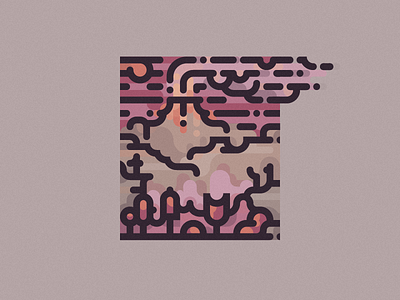 minimalistic landscape 4|5 eruption geometric lava line art lines mountain sand smoke sun tree volcano wood