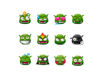 emoji charactor icon，logo iphone like monster， moon roger time ui