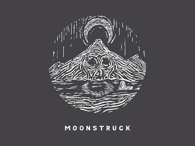 Moonstruck death black birds design drawing graphic design hand lettering handmade illustration lettering mountain skull