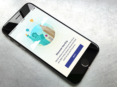 Discover New York flat illustration mobile onboarding ui wander