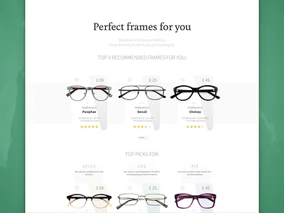 Card Based Result Page card ecommerce glasses list page result shop shopping ui website