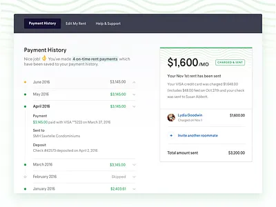 Pay My Rent apartment green money payment rent roommate ui