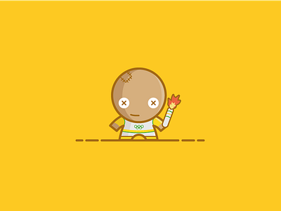 Olympics Torch Runner - Voodoo Dolls Series - Rio 2016 Olympics 2016 illustration olympic flame olympic torch olympics rio rio olympics sports summer vector voodoo doll yellow