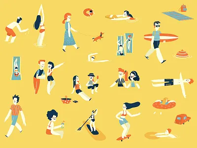 PLAGEE PEOPLE app background beach characterdesign color design illustration mobile people plagee swinsuit