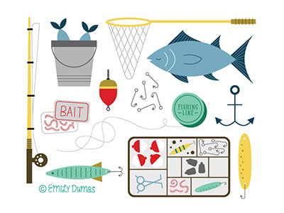 Gone Fishin' bait fish fishing illustration illustrator tackle vector