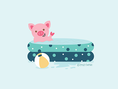 Pig in a Pool beach ball illustration illustrator pig pool summer vector