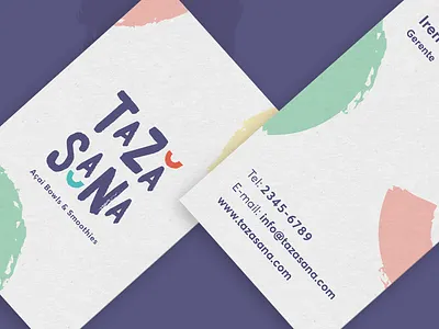 Taza Sana Cards acai bowl branding brush business cards food health logo smoothies stationery